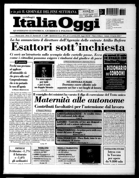 Italia oggi : quotidiano di economia finanza e politica